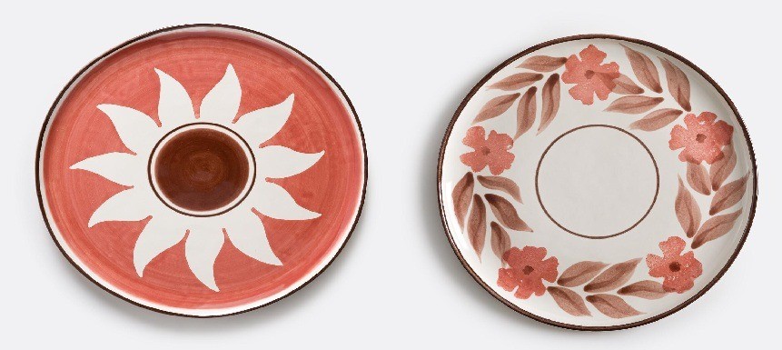 Dos platos de cerámica artesanales pintados a mano de BasKula
